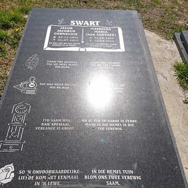 SWART Jacob Jacobus Cornelius 1936-2012 &amp; Mathilda Maria COETZEE 1945-2015