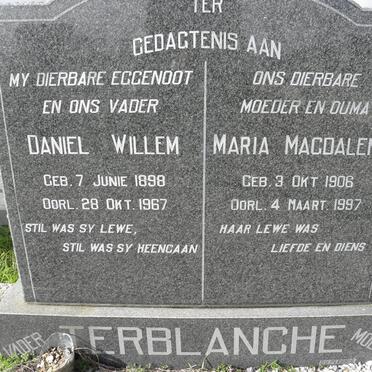 TERBLANCHE Daniel Willem 1898-1967 &amp; Maria Magdalena 1906-1997