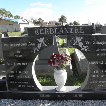 TERBLANCHE Cornelius Johannes 1909-1973 &amp; M.D.S. 1916-2003
