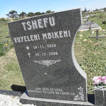 TSHEFU Vuyeleni Mbikeni 1930-2006
