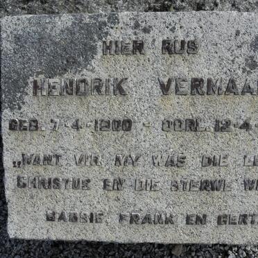 VERMAAK Hendrik 1900-1967