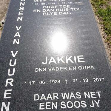 VUUREN Jakkie, Jansen van 1934-2017 &amp; Mary Rose 1934-2005