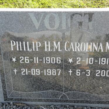 VOIGT Philip H.M. 1906-1987 &amp; Carolina M.C. 1915-2005
