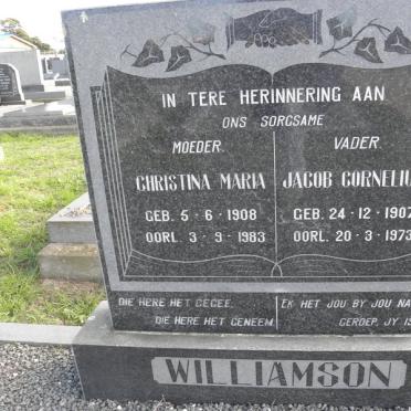 WILLIAMSON Jacob Cornelius 1907-1973 &amp; Christina Maria 1908-1983