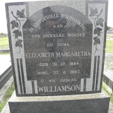 WILLIAMSON Elizabeth Margaretha 1884-1967