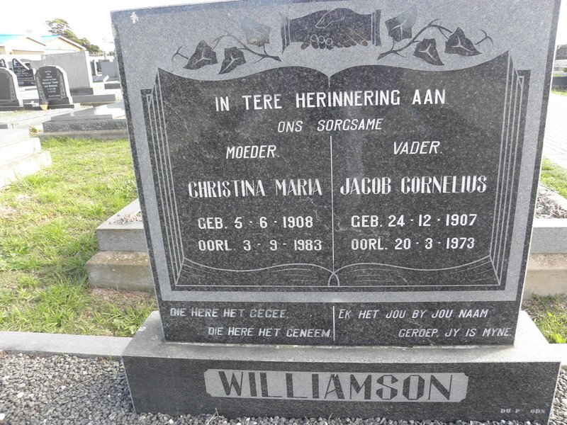 WILLIAMSON Jacob Cornelius 1907-1973 &amp; Christina Maria 1908-1983