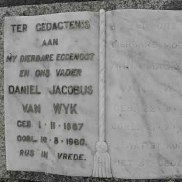 WYK Daniel Jacobus, van 1887-1960 &amp; Anna Magrieta 1910-1968