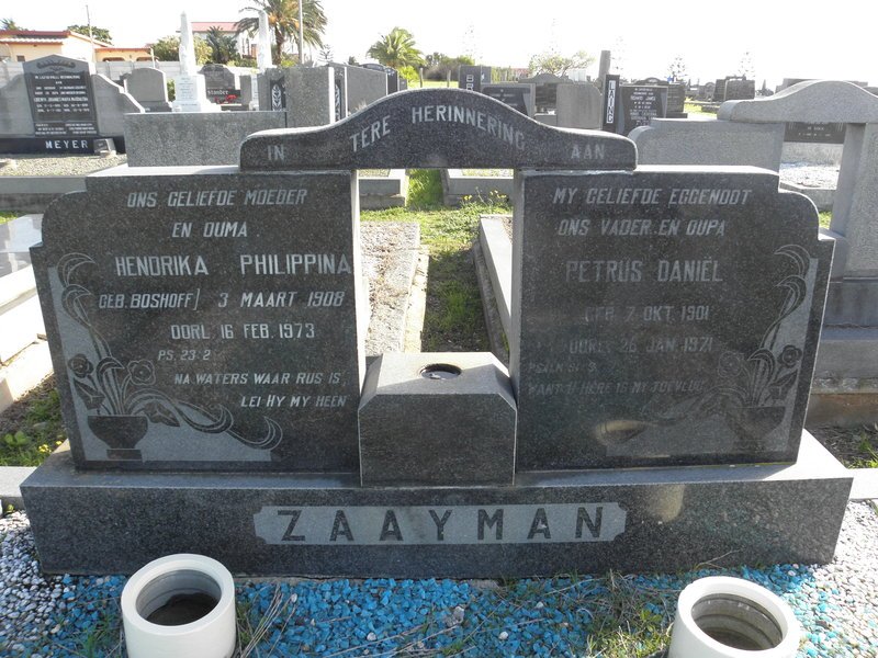 ZAAYMAN Petrus Daniël 1901-1971 &amp; Hendrika Philippina BOSHOFF 1908-1973