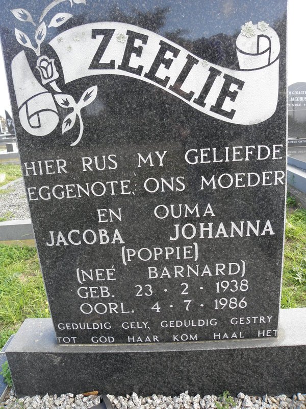 ZEELIE Jacoba Johanna nee BARNARD 1938-1986