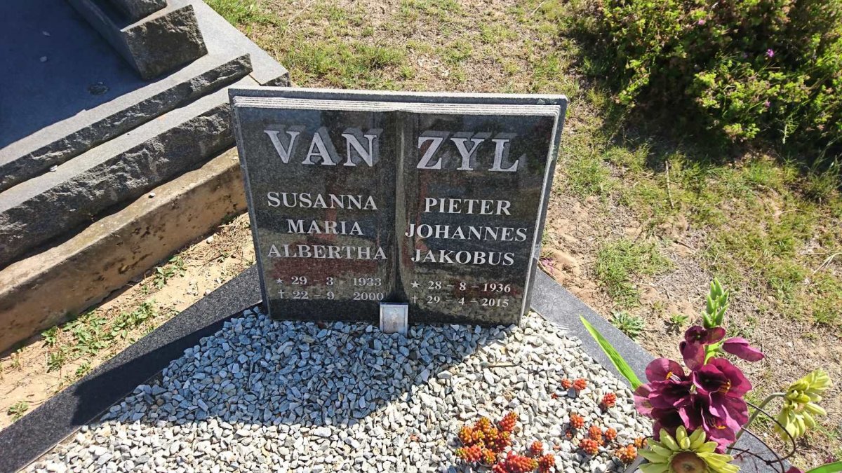 ZYL Pieter Johannes Jakobus, van 1936-2015 &amp; Susanna Maria Albertha 1933-2000