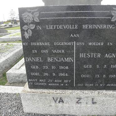 ZYL Daniel Benjamin, van 1908-1964 &amp; Hester Agnes 1911-1985