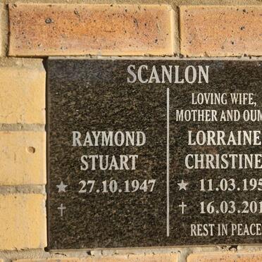 SCANLON Raymond Stuart 1947- & Lorraine Christine 1950-2019