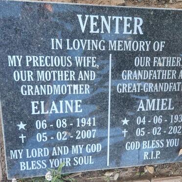 VENTER Amiel 1938-2024 & Elaine 1941-2007