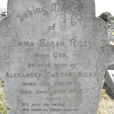 RILEY Emma Sarah nee COX 1851-1916