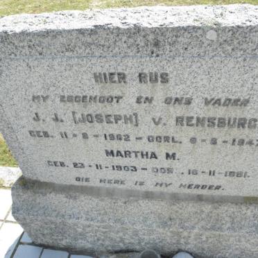 RENSBURG J.J.. van 1902-1947 &amp; Martha M. 1903-1981