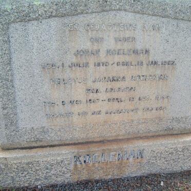 KOELEMAN Johan 1870-1962 &amp; Hilletje Johanna LOUBSER 1887-1944