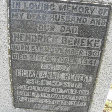 BENEKE Hendrick 1901-1941 &amp; Lilian Annie MASSYN 1898-1951