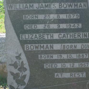 BOWMAN William James 1879-1942 &amp; Elizabeth Catherine DUCK 1887-1957