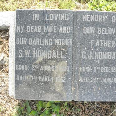 HONIBALL G.J. 1892-1972 &amp; S.W. 1900-1952