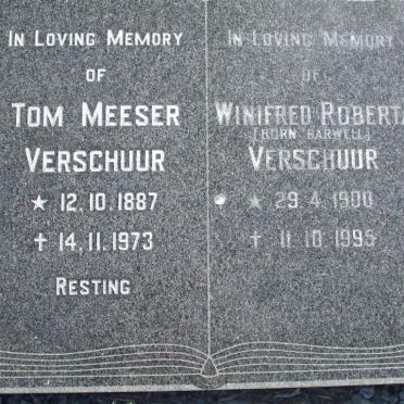 VERSCHUUR Tom Meeser 1887-1973 &amp; Winifred Roberta BARWELL 1900-1995