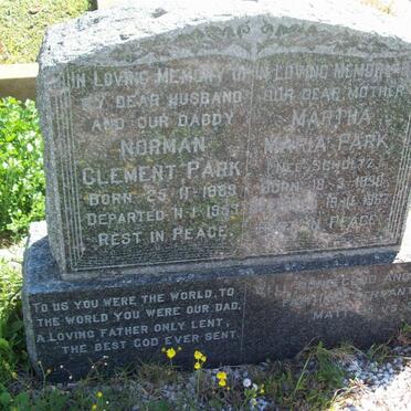 PARK Norman Clement 1889-1953 &amp; Martha Maria SCHOLTZ 1890-1967