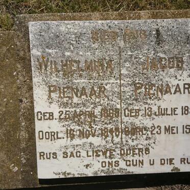 PIENAAR Jacob 1854-1927 &amp; Wilhelmina 1865-1949