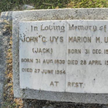 UYS John G. 1833-1954 &amp; Marion M. 1902-1955