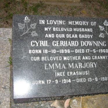 DOWNING Cyril Gerhard 1896-1960 &amp; Emma Marjory ERASMUS 1914-1989