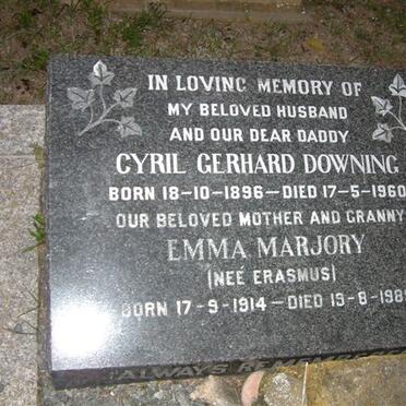 DOWNING Cyril Gerhard 1896-1960 &amp; Emma Marjory ERASMUS 1914-1989