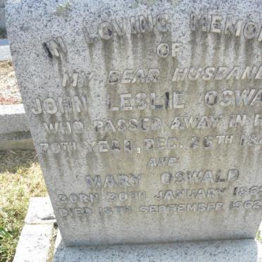 OSWALD John Leslie -1945 &amp; Mary 1864-1962