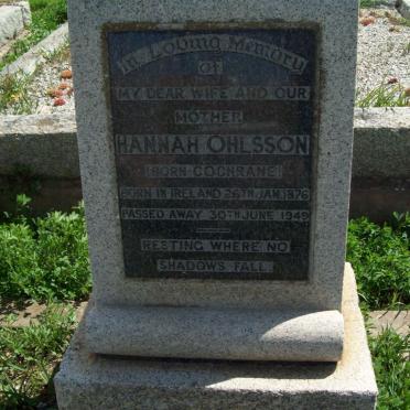 OHLSSON Carl Johan 1871-1951 &amp; Hannah COCHRANE 1876-1946