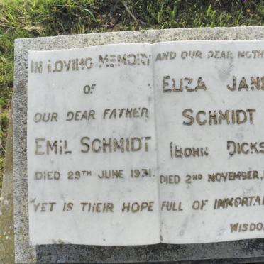 SCHMIDT Emil -1931 &amp; Eliza Jane DICKS -1948