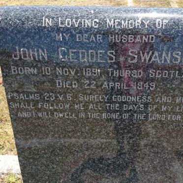 SWANSON John Geddes 1891-1949