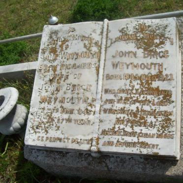 WEYMOUTH John Brice 1845-1923 &amp; Jane RICHARDS -1945