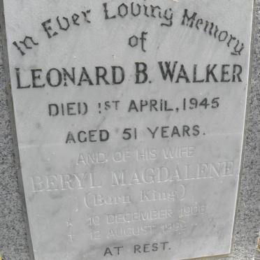 WALKER Leonard B. -1945 &amp; Beryl Magdalene KING 1906-1999