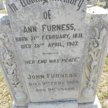 FURNESS John -1920 &amp; Ann 1831-1907