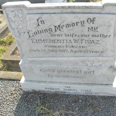 FIVAZ Emmerenta W. nee DUNCAN -1937 :: FIVAZ Markus Samuel -1962