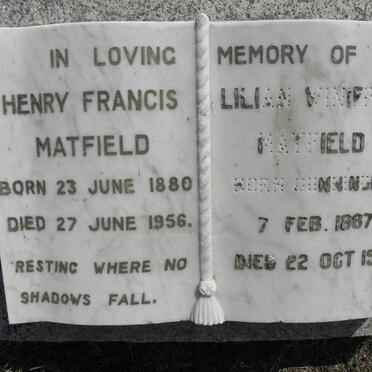 MATFIELD Henry Francis 1880-1956 &amp; Lilian  Winifred CUNNINGHAM  1887-1973