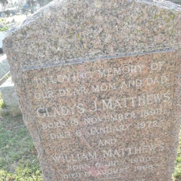 MATTHEWS William 1900-1968 &amp; Gladys J. 1899-1972
