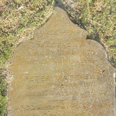 MATTHEWS James Henry 1870-1882 :: MATTHEWS Peter 1876-1876