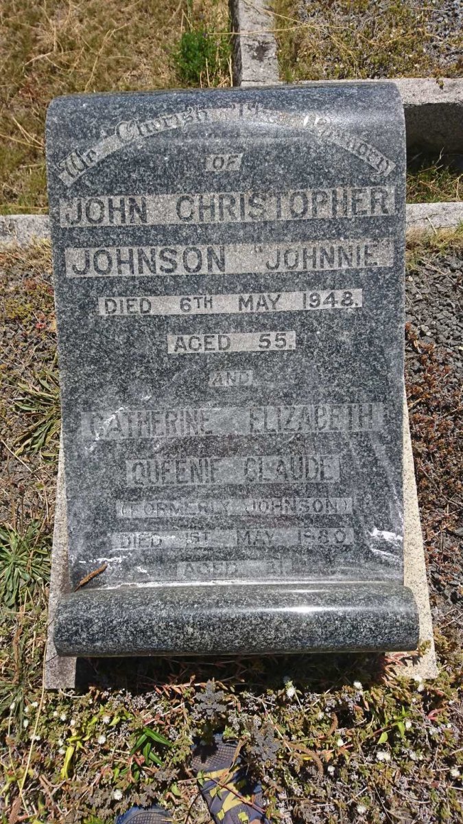 JOHNSON John Christopher -1948 &amp; Catherine Elizabeth Queenie CLAUDE formerly JOHNSON -1980