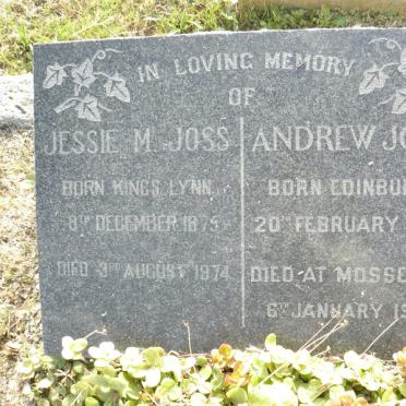 JOSS Andrew 1872-1958 &amp; Jessie M. 1875-1974