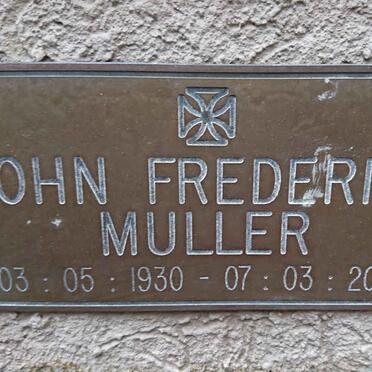 MULLER John Frederick 1930-2006