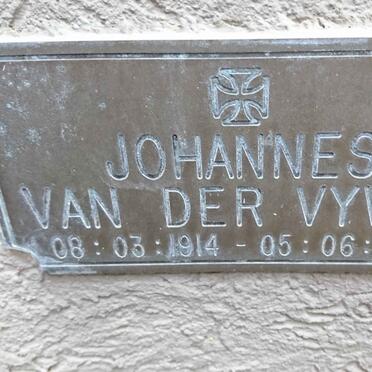 VYVER Johannes, van der 1914-1997