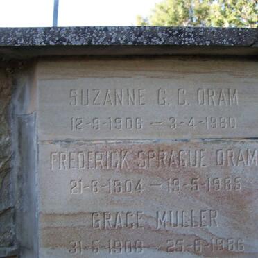 ORAM Frederick Sprague 1904-1985 :: ORAM Suzanne G.C. 1906-1980 :: MULLER Grace 1900-1986