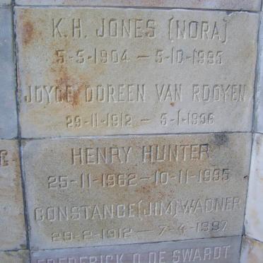 HUNTER Henry 1962-1995 :: JONES K.H. 1904-1995 :: VAN ROOYEN Joyce Doreen 1912-1996