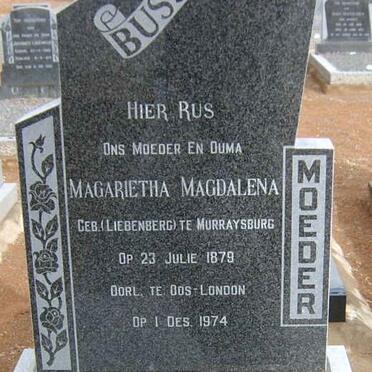 BUSSIAHN Magarietha Magdalena nee LIEBENBERG 1879-1974