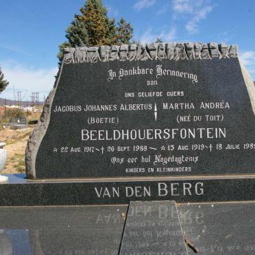 BERG Jacobus Johannes Albertus, van den 1917-1988 &amp; Martha Andrea DU TOIT 1919-1989