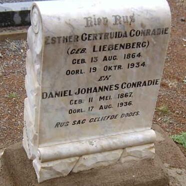 CONRADIE Daniel Johannes 1867-1936 &amp; Esther Gertruida LIEBENBERG 1864-1934