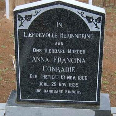 CONRADIE Anna Francina nee RETIEF 1866-1935